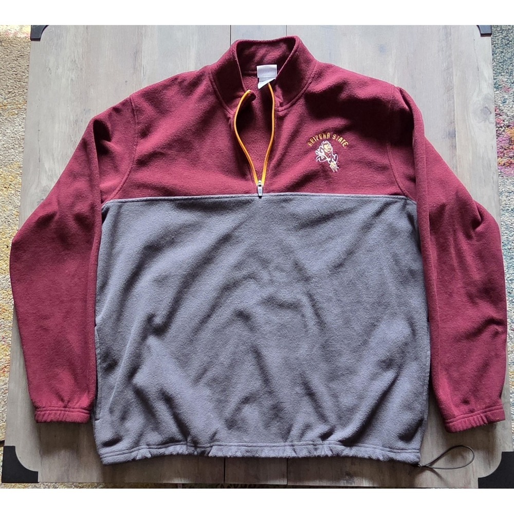 Knights Apparel Arizona State NCAA Maroon & Gray 1/4 Zip Fleece Jacket Men XL
